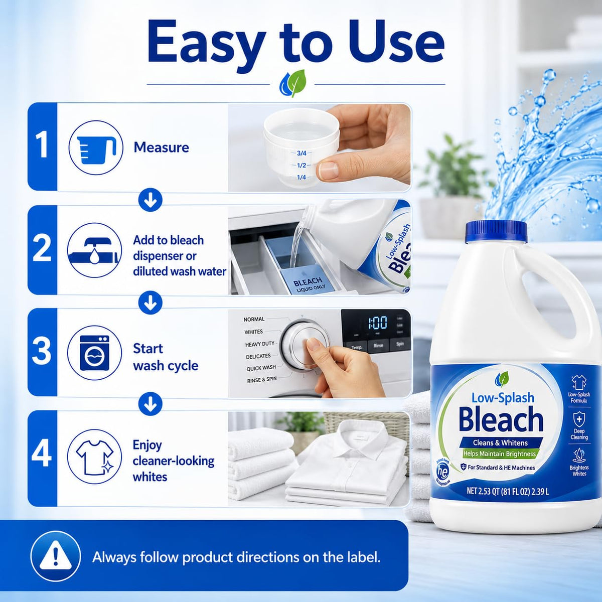 Low-Splash Bleach by Generic – 81 Fl Oz (Pack of 1)