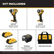 20V MAX Cordless Impact Driver and Impact Wrench Combo () by DEWALT – Black, Yellow, Model DCK242D2