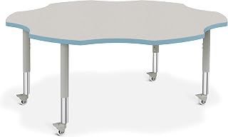 Jonti-Craft Berries 6458JCM131 Six Leaf Activity Table - 60", Mobile - Freckled Gray/Coastal Blue/Gray
