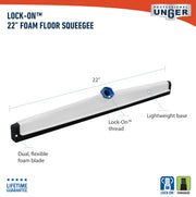 AquaFlex 22" Floor Squeegee with Splash Guard by UNGER – 22", Natural Foam, Ruc, No Handle, Model 961350