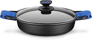 Braisogona Monix Solid+ Cast Aluminium Non-Stick Low Casserole with Glass Lid, 24 cm