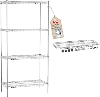METRO Super Erecta 5-Shelf Chrome Wire Shelving Unit - Includes 4 Wire Shelves and 1 Adjustable EZ-ADD Shelf - 18" W x 36" L x 74.5" H - for Restaurants, Home, Kitchen and More