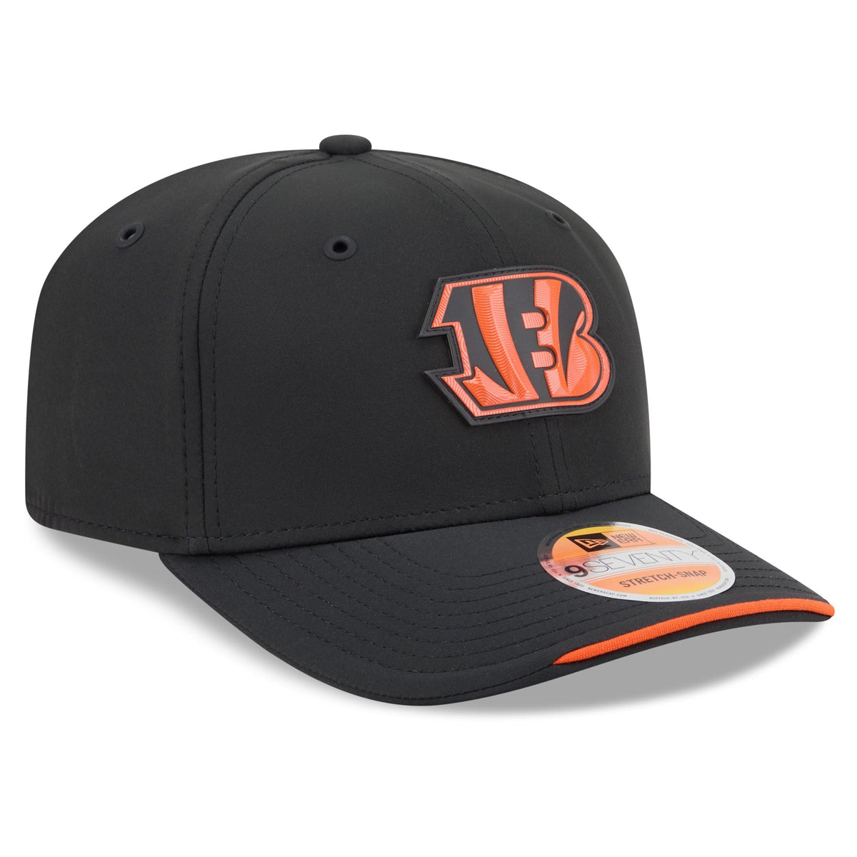 Men's Black Cincinnati Bengals Sideline 9SEVENTY Adjustable Hat by New Era – 84% Polyester/16% Elastane, Cincinnati Bengals, Black, Model 2026