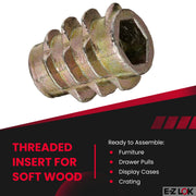 E-Z LOK #10-32 Internal Threads, 0.512" Length / Silver / 13mm Length Threaded Inserts