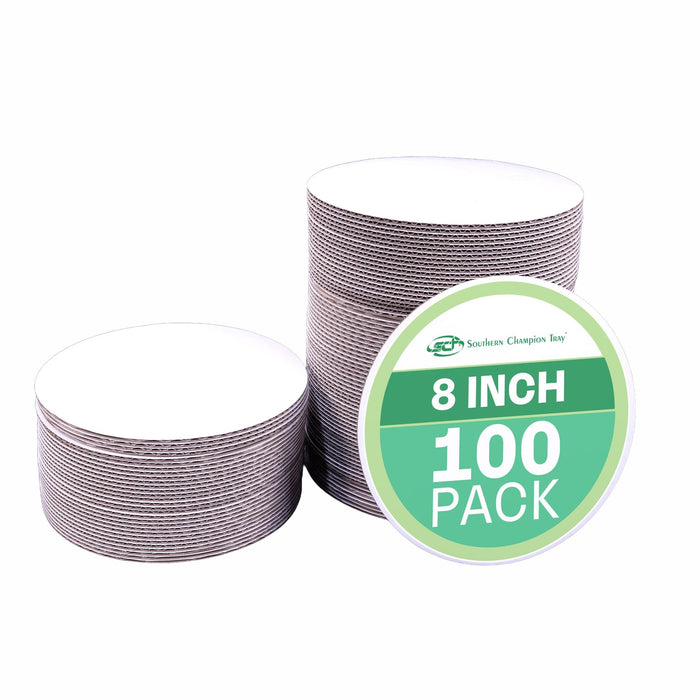 SCT Bright White Cake Circle (100 Pack), 8 Inch Diameter, Single Wall, C Flute, Corrugated, Cakes, Pies, Pizzas, Recyclable, 11209