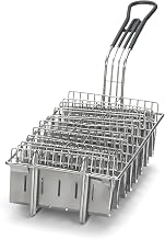 TableCraft 40 Taco Fry Basket, Holds (8) 6" Taco Shells, Black Cool-to-Touch Vinyl Handle, Hand wash only, Nickel Plated