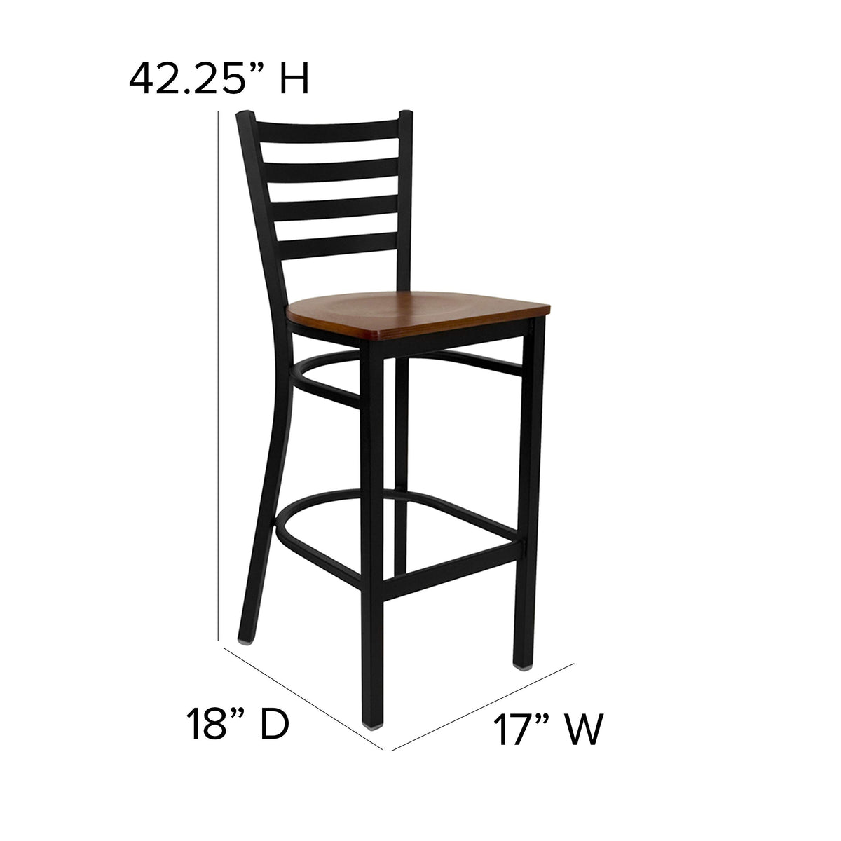 Flash Furniture Cherry Wood Seat/Black Metal Frame / Set of 1 / Traditional Barstools