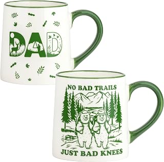 10 Strawberry Street Father’s Day Coffee Mug Set for Dad, 2-Piece Ceramic Gift Set (Nature Dad)