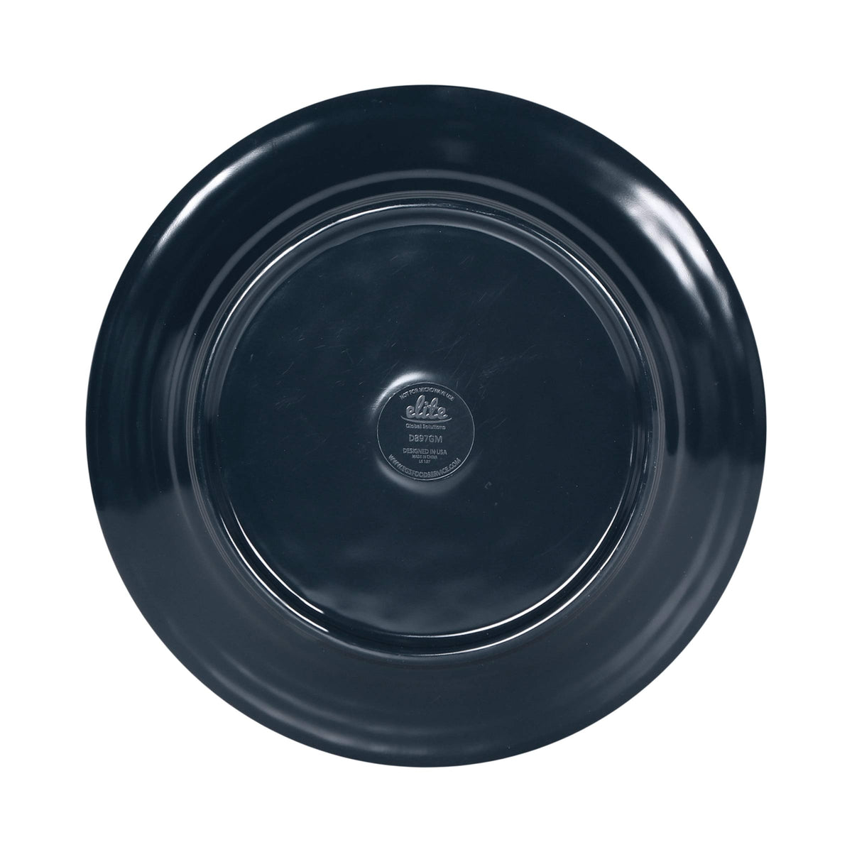 Round Two-Tone Plate by Elite Global Solutions – 9" dia., Melamine, Abyss Gloss Inside/Lapis Matte Outside, Pack of 6, Model D897GM-ABY/LAP