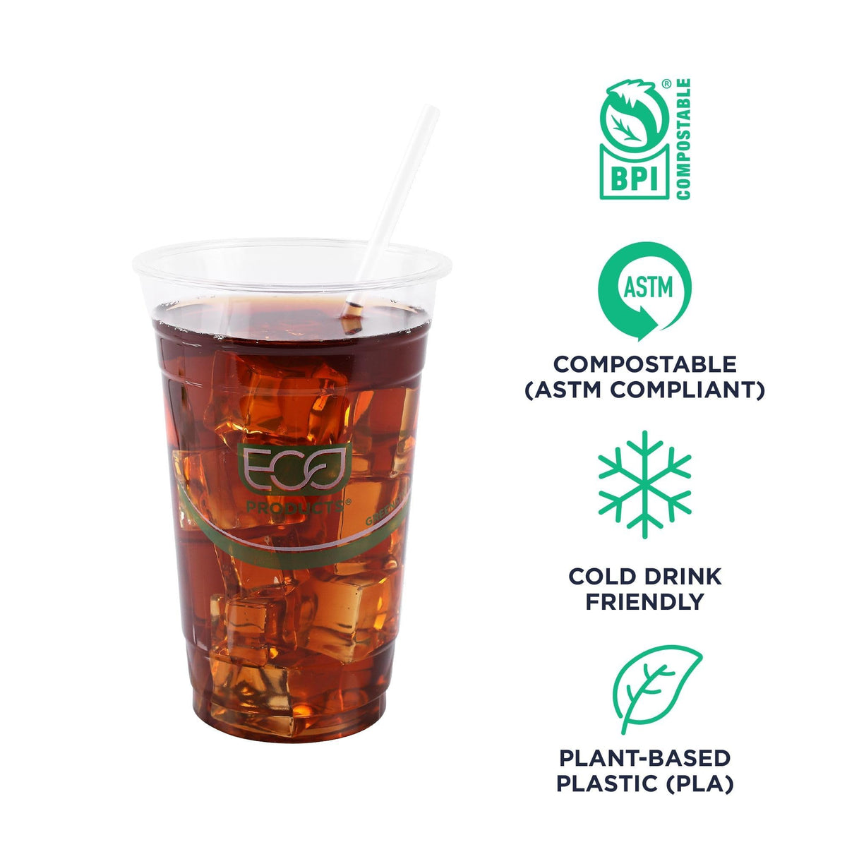 Eco-Products Compostable Paper Wrapped Plastic Straws – 7.75" Long, 5mm Diameter, Case of 9600, Clear Disposable Plant Based PLA Plastic, Standard Sized Drinking Straws, ASTM Compliant, BPI-Certified