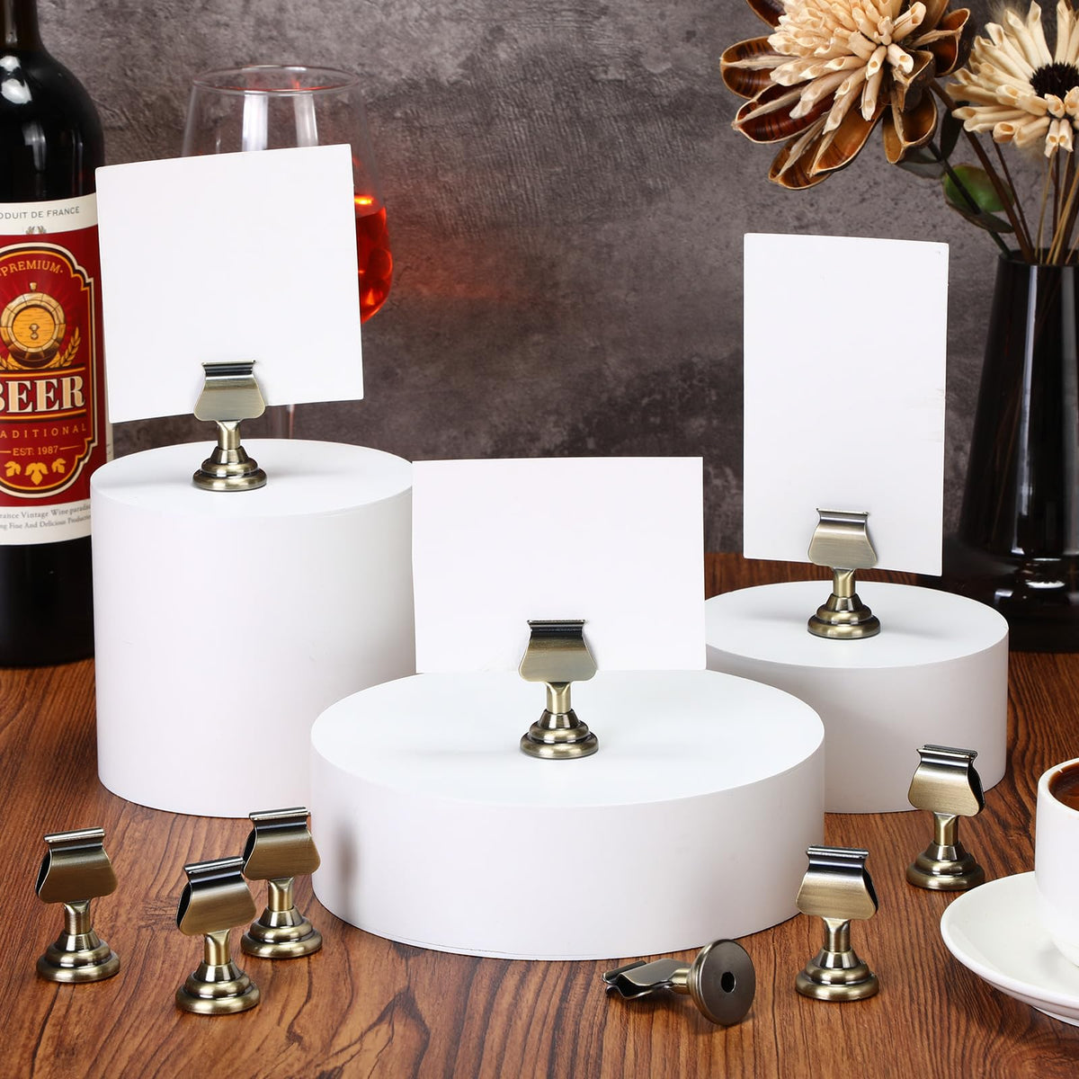 Kathfly Metal Table Number Holders, 24 Pack, Bronze