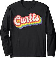 Curtis Pride Month LGBTQ Rainbow Flag Name Personalised Long Sleeve T-Shirt
