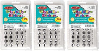 Charles Leonard Wiggle Eyes Stickers, Black, 1000 Per Pack, 3 Packs