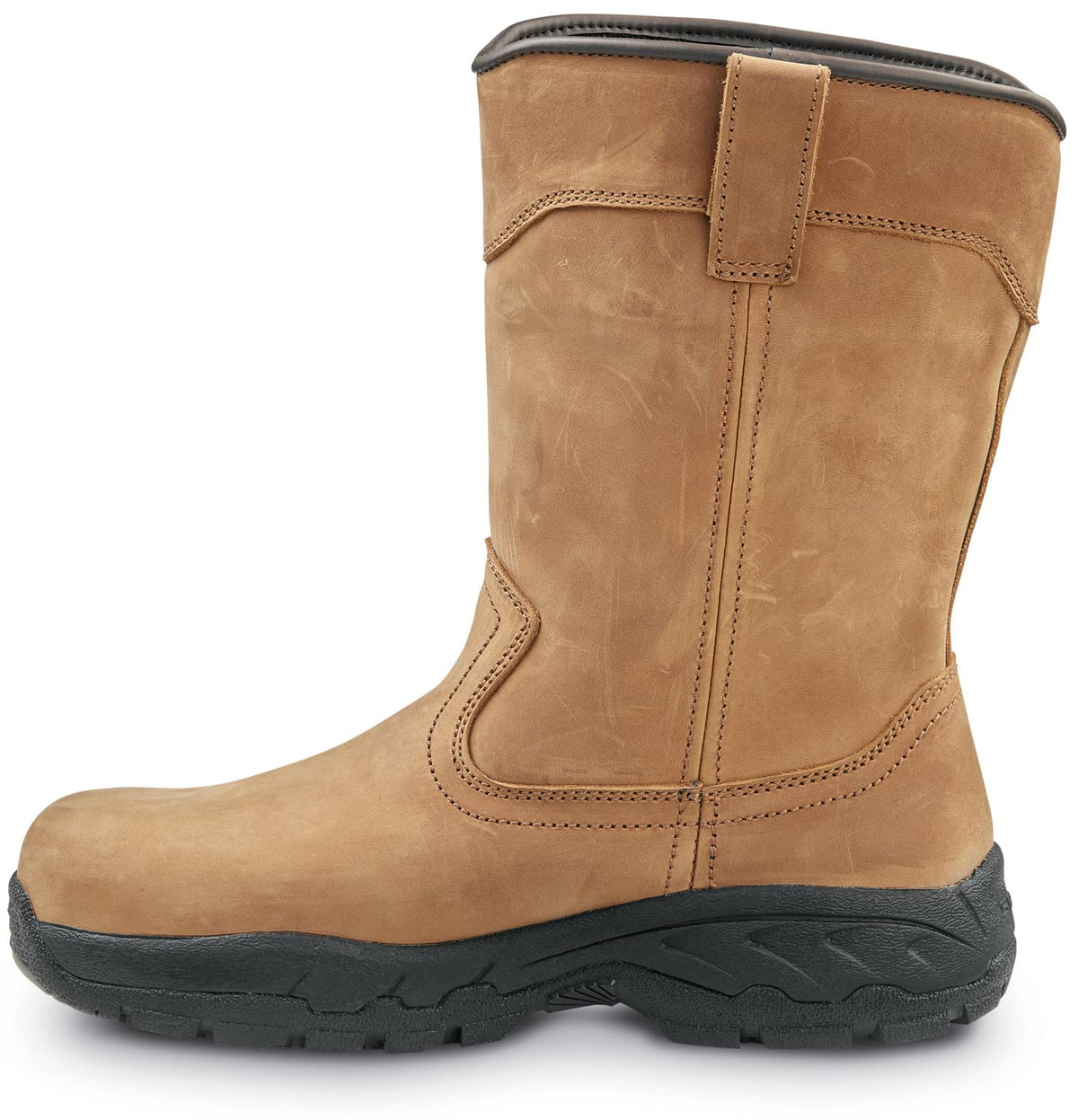 Mens Brown MaxTRAX Comp Toe WP SD SRO Wellington 9.0 M by SR Max – 9, Leather, Brown, Model Midland