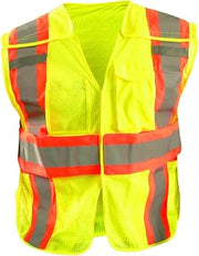 OccuNomix Hi-Vis Safety Vest, Ventilated Mesh, Class 2, Yellow, M