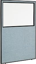 Global Industrial Office Partition Panel with Partial Window, 48-1/4"W x 96"H, Blue
