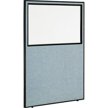 Office Partition Panel with Partial Window by Global Industrial – Steel Frame, Blue, Model OFP048R-96W-BL