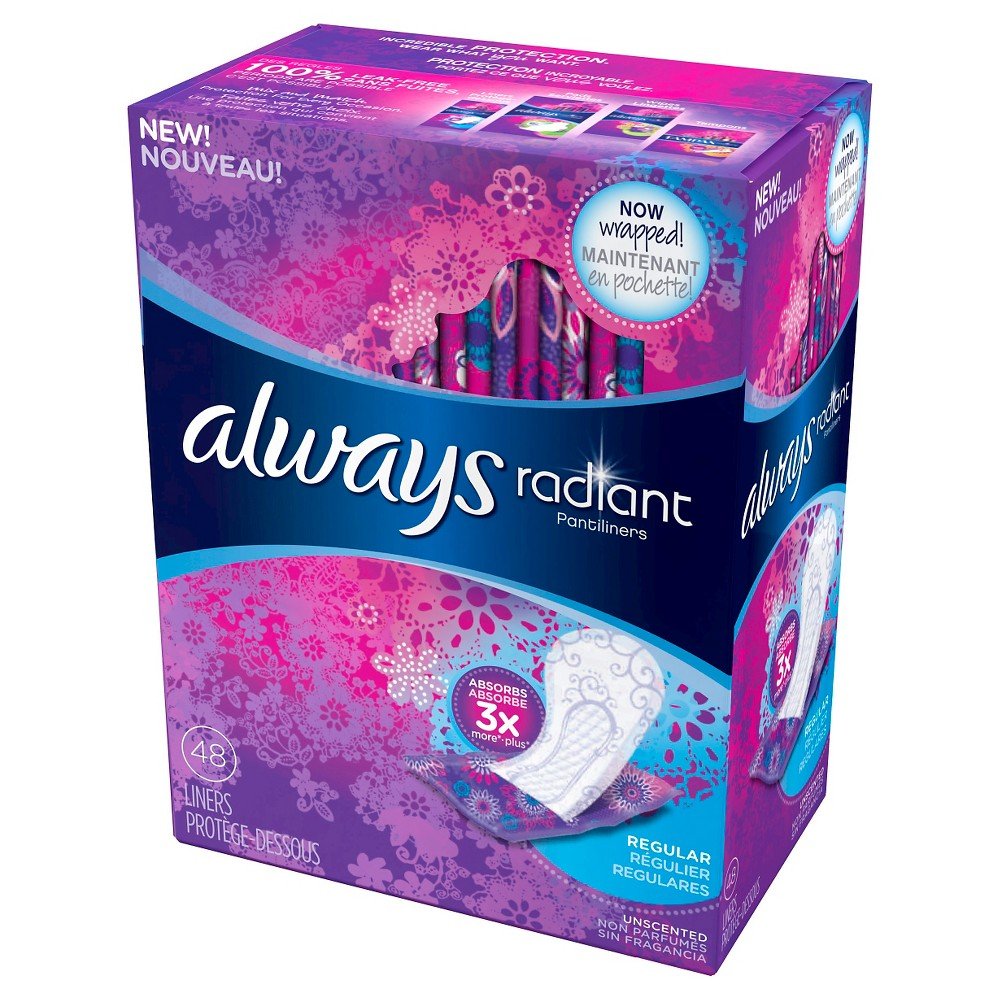 Always Radiant Liners – 48 Count (Pack of 1), Plastic, Model QQRHG