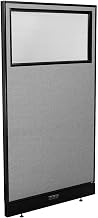 36-1/4"W x 64" H Electric Office Partition Panel with Partial Window by Global Industrial – Alloy Steel, Grey, Model 694707WEGY