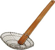 Thunder Group SLSKR006GV Skimmer, 6" Dia., 15-1/2" Long, Round, coarse mesh Wire, Riveted Bamboo Handle, Galvanized Steel
