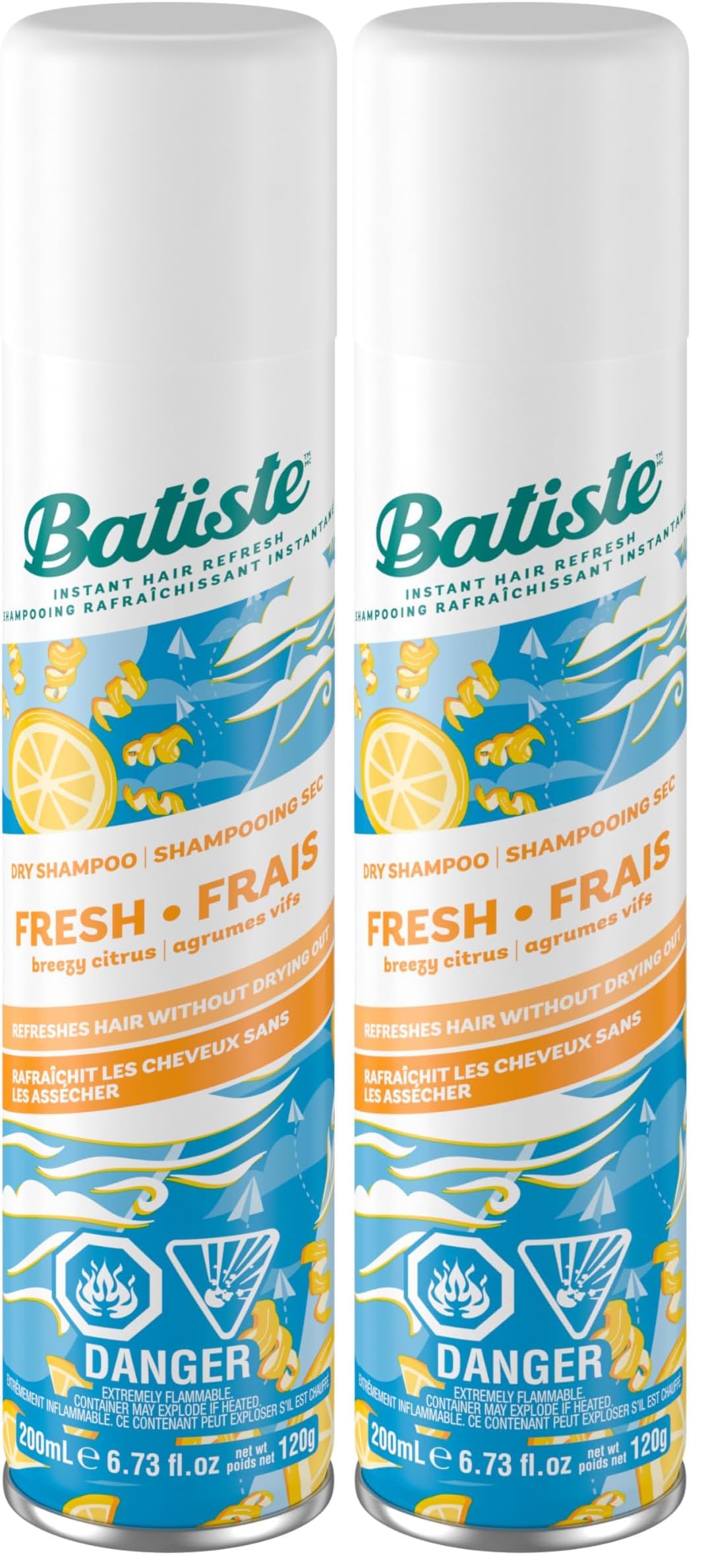Batiste Fresh Fragrance / 6.73 Fl Oz (Pack of 2) / White Dry Shampoos