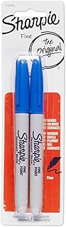 Sharpie Permanent Markers, Fine Point, Blue, 2 Count