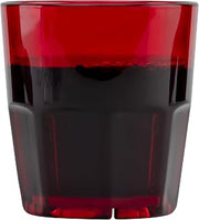 G.E.T. 9909-1-R-EC Heavy-Duty Shatterproof Faceted Plastic Tumbler, 9 Ounce, Red (Set of 4)