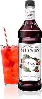 Monin Cherry Syrup for Drinks - Gluten Free, Kosher - 1 liter / 33.8 fl oz