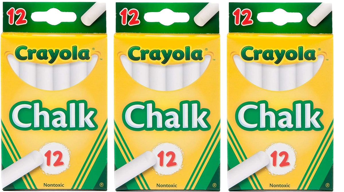 White Chalk 12 Ea (Pack Of 3) by Crayola – 1 Count (Pack of 3), Chalk, White, Pack of 3, Model 51-0320X3
