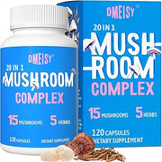 Mushroom Supplement, 20-in-1 Mushroom Complex, with Lions Mane, Cordyceps, Reishi, Turkey Tail, Chaga - Brain Supplements for Memory and Focus, Memory Supplements, Mood, Immunity, 120 Capsule