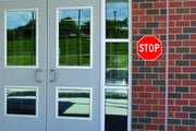 Security Sign by NMC – 12 Inch Height x 12 Inch Width, Plastic, White on Red, Model SS3R