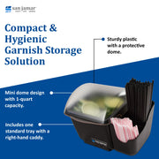 Mini Dome Garnish Center with Chillable Tray and Right Hand Caddy (1-Quart by San Jamar – 1.0 quarts, Plastic, Black, Model BD2002CAR