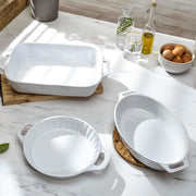 Ceramic 3-pc Mixed Baking Dish Set by STAUB – 3pc, 9 centiliters, Ceramic, White, Model 40508-688
