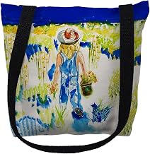 Betsydrake TY079G 18 x 18 in. Garden Girl Tote Bag - Large Black