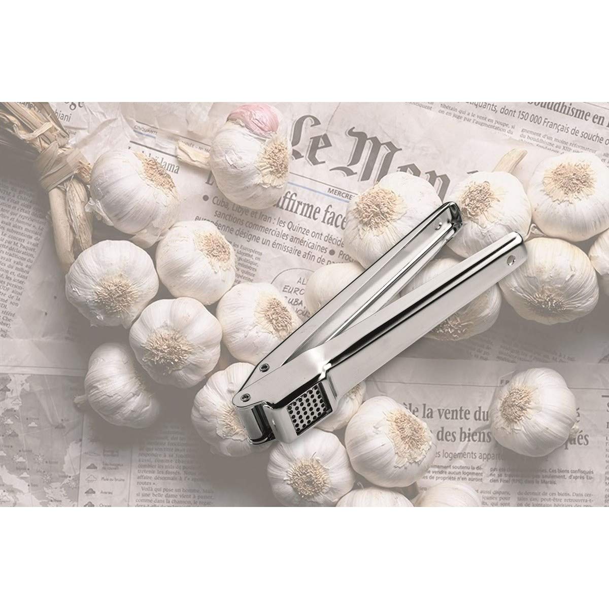 Aglio Garlic Press by GEFU – Stainless Steel, Silver, Model GF13400