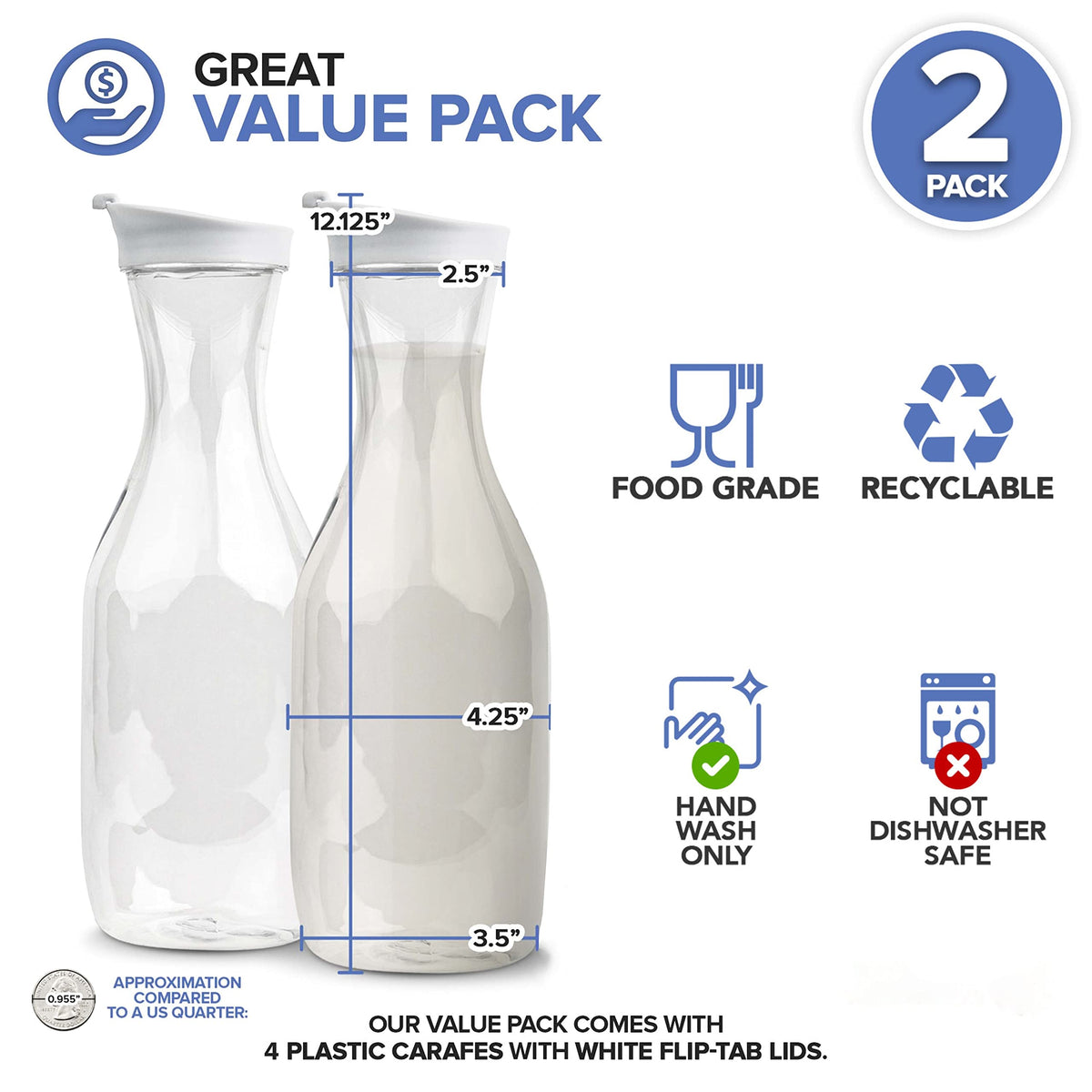 Stock Your Home 2 / 50 Ounce / colorless Carafes