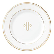 Federal Gold Block Monogram Dinnerware Bread/Butter Plate by Lenox – 6", Bone China, Letter U, Model 871959