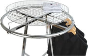 Econoco 36" Diameter Round Folding Rack Bundle + Grid Basket Rack Topper | wire baskets fit slatwall, pegboard, or gridwall, durable metal for retail merchandise display