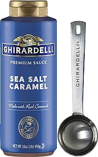 Sea Salt Caramel Flavored Sauce, 16 Ounce Squeeze Bottle with Ghirardelli Stamped Barista Spoon