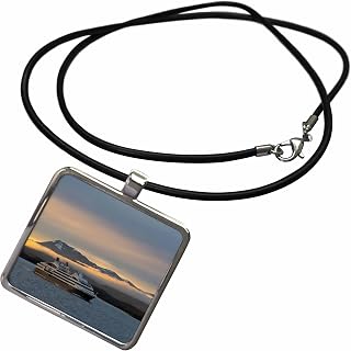 Argentina. Tierra del Fuego. Cruise ship going through the channel. Necklace With Rectangle Pendant
