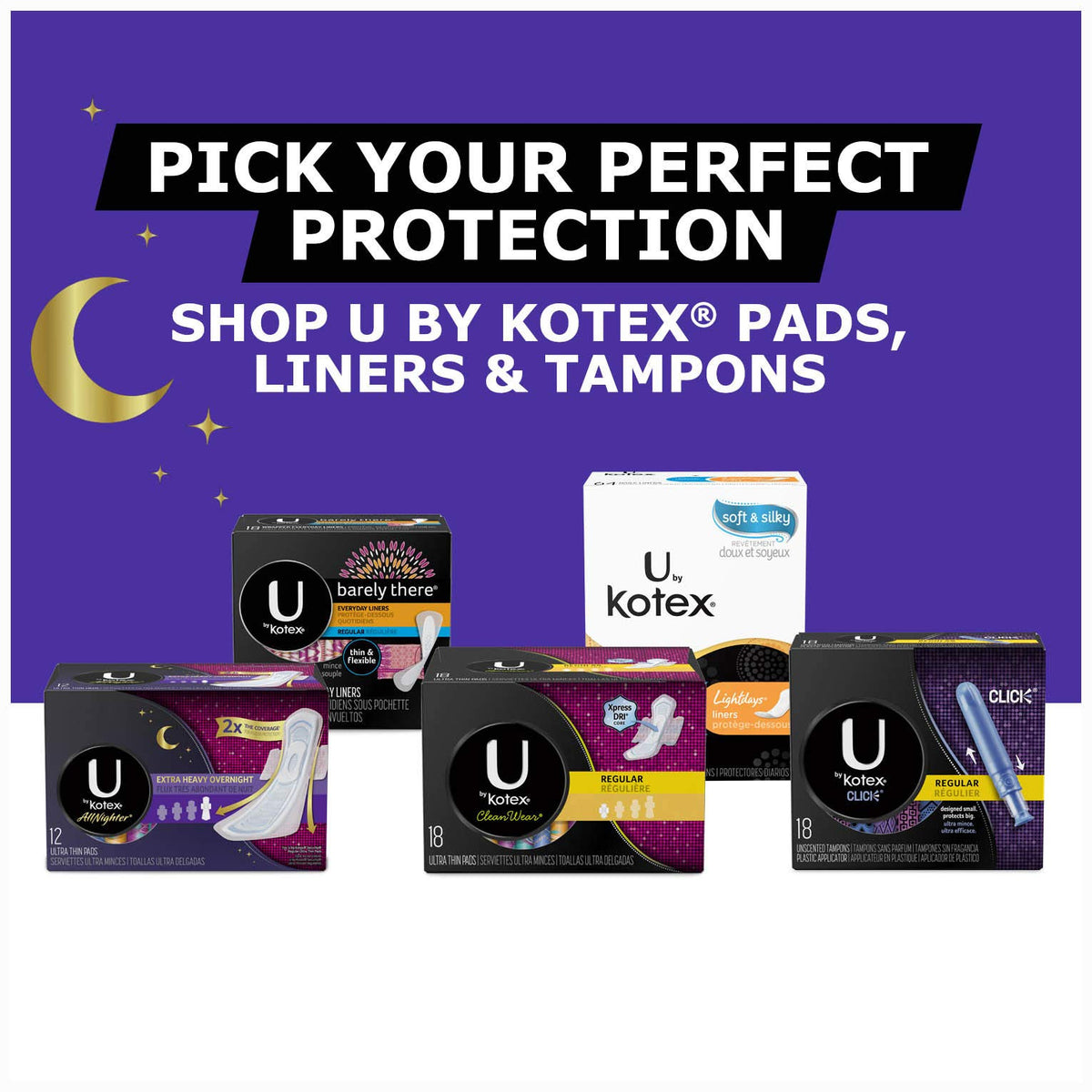 AllNighter Ultra Thin Overnight Pads with Wings by U by Kotex – 28 Count (Pack of 1), Cotton, Model 062920