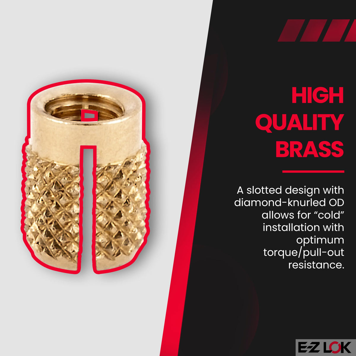 E-Z LOK 8-32 Pack of 50 / One Size / Brass Press-In Inserts