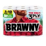 Tear-A-Square 3-Ply Paper Towels by Brawny – 100 Sheets (Pack of 6 New), Paper, White, Pack of 6, Model 445885