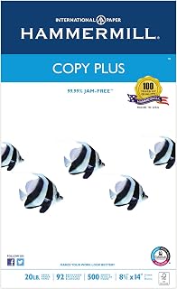 Hammermill 105015 Copy Plus Copy Paper, 92 Brightness, 20lb, 8-1/2 x 14, White, 500 Sheets/Ream