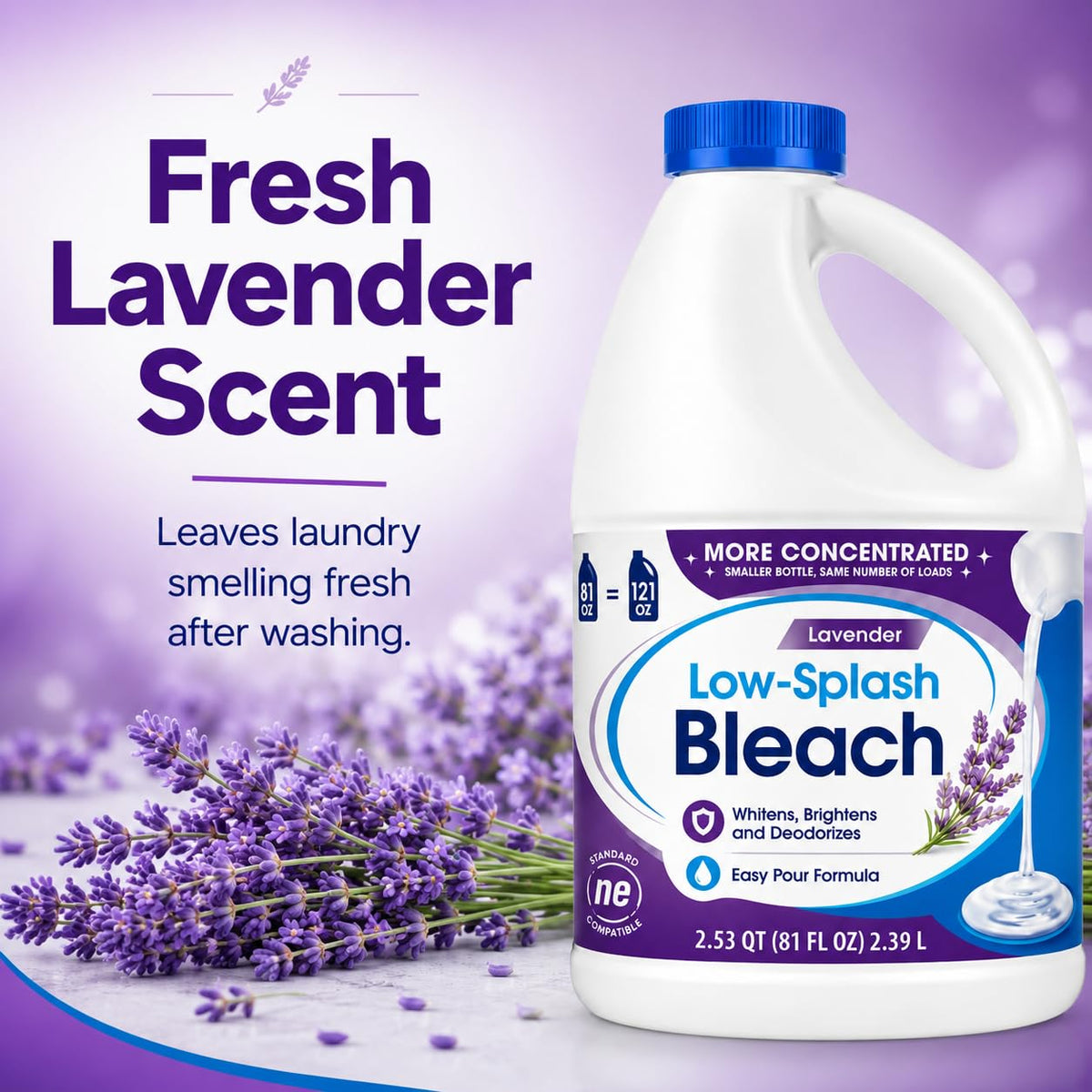 Low Splash Bleach by Generic – 81 Fl Oz (Pack of 1), Model RHLV-81-LV