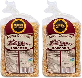 Amish Country Popcorn 2 lb Bags | Popcorn Kernels | Old Fashioned, Non-GMO and Gluten Free (2 Pound (Pack of 2), Medium Yellow)