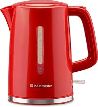 Toastmaster Electric Kettle by Select Brands, 1.7 Liters, Red | Cordless Electric Water Kettle for Coffee, Tea & More, Filter Pour Spot, Use This Electric Tea Kettle in Your Kitchen or Dorm