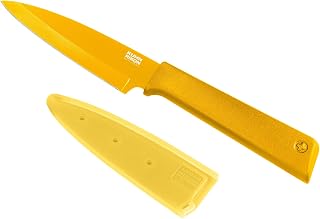 Kuhn Rikon Colori+ Non-Stick Straight Paring Knife with Safety Sheath, 19 cm, Yellow