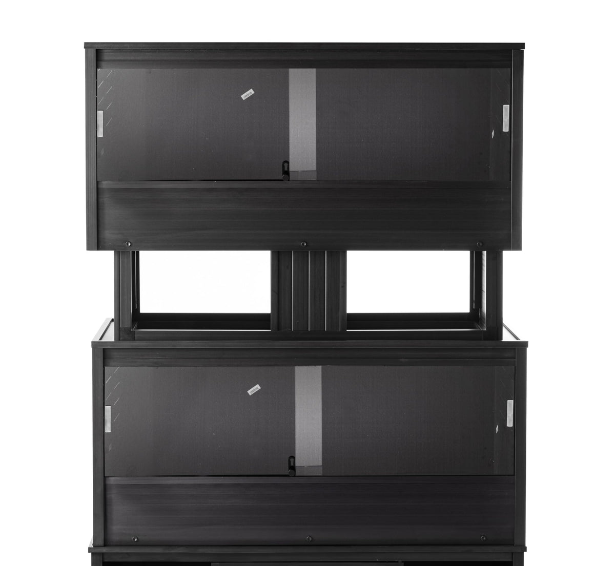 ECOFLEX Two Large Reptile Enclosures with Matching Stacker Combo Set in Black by New Age Pet – Large, Plastic, Black, Model EHRML17X2-S31-02L
