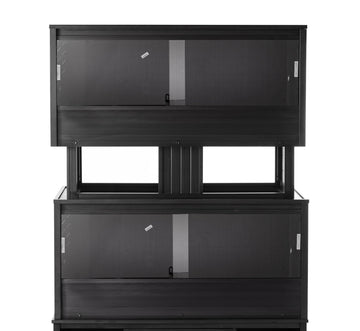 ECOFLEX Two Large Reptile Enclosures with Matching Stacker Combo Set in Black by New Age Pet – Large, Plastic, Black, Model EHRML17X2-S31-02L